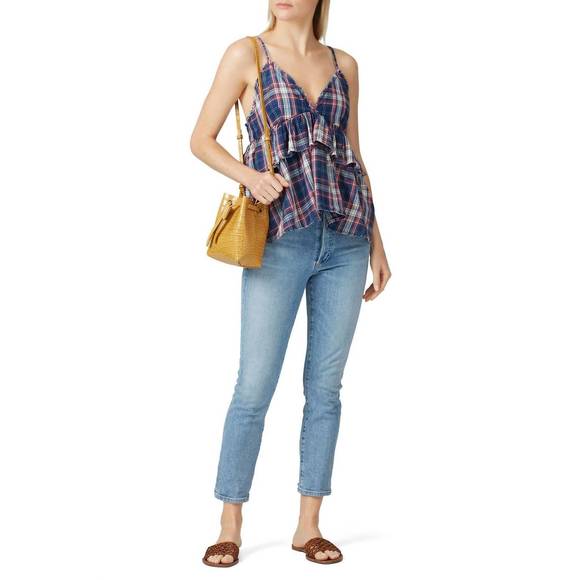 ONE TEASPOON vintage check romy top in blue - Picture 2 of 4